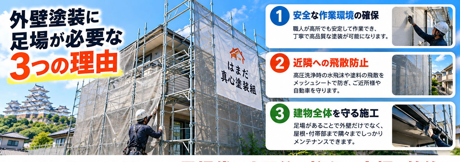 【足場代の仕組み】姫路市で外壁塗装を行う際の足場費用相場と節約のポイント
