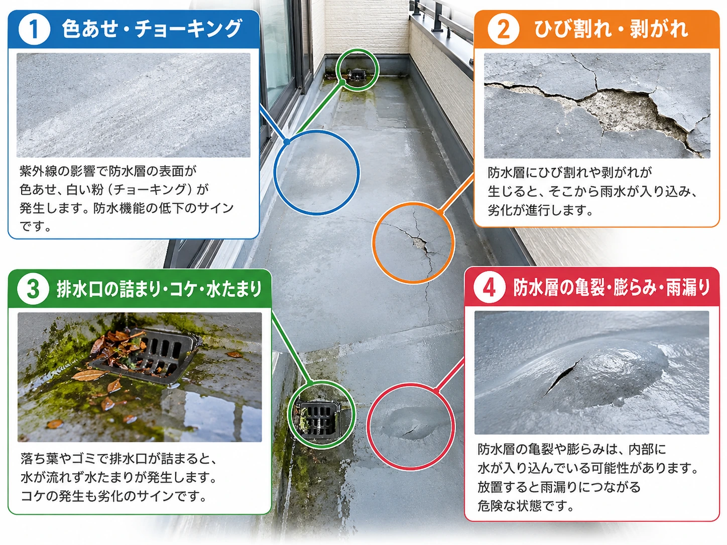 【ベランダのひび割れ放置は危険】姫路市で外壁塗装とセットで行う「ウレタン・FRP防水工事」の費用とメリット