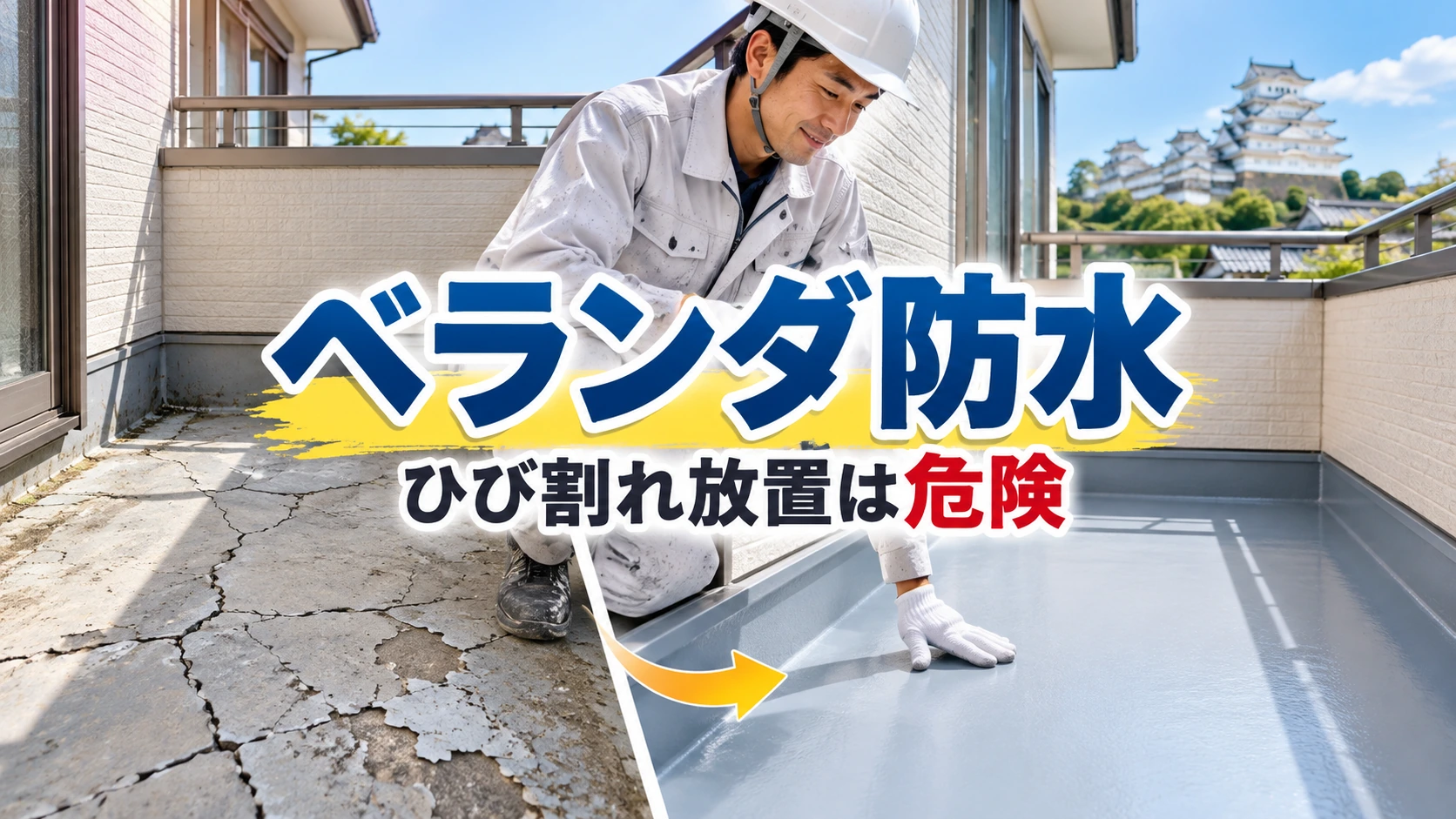 【ベランダのひび割れ放置は危険】姫路市で外壁塗装とセットで行う「ウレタン・FRP防水工事」の費用とメリット