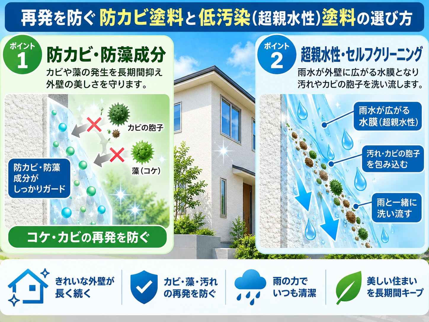 【外壁のコケ・カビ根絶】水洗いだけはダメ？姫路市で効果抜群のバイオ高圧洗浄と防カビ塗装